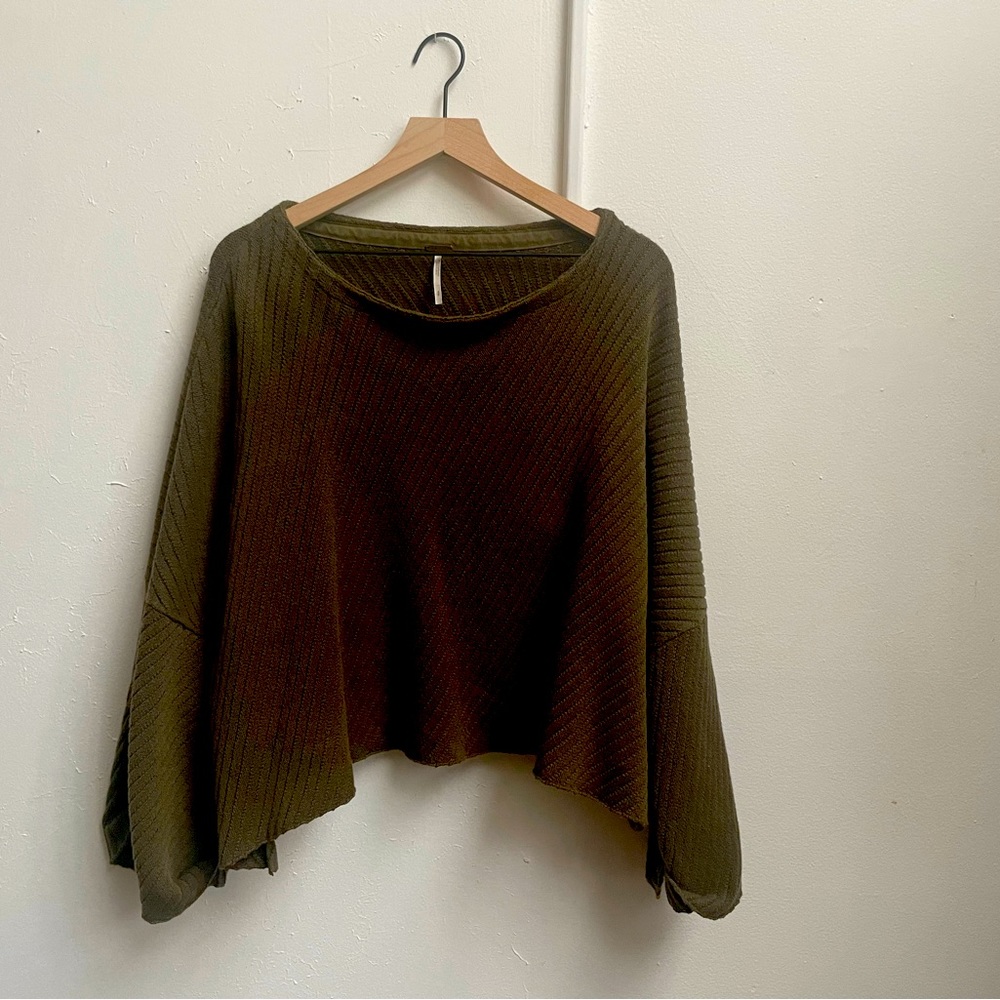 Free People Green Ribbed Sweater - Small